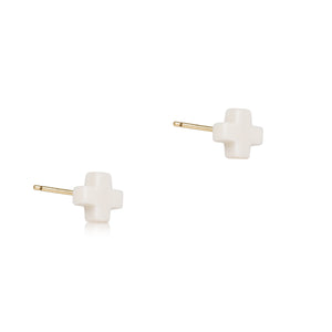 Enewton Off-White Small Signature Cross Stud