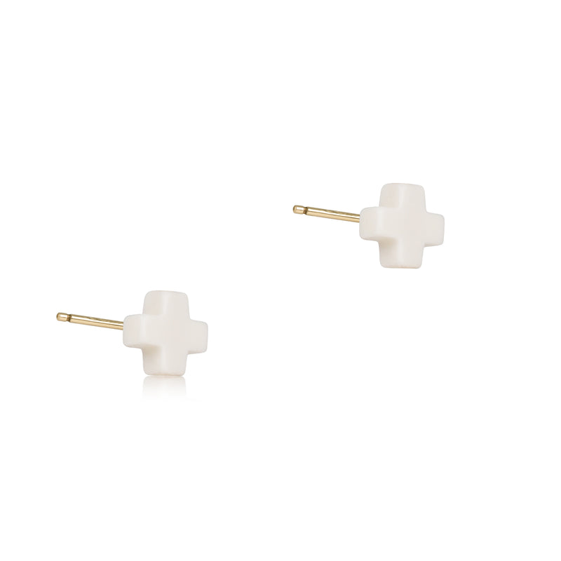 Enewton Off-White Small Signature Cross Stud