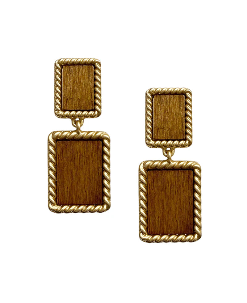 Emma Brown Double Square Metal Frame Post Earrings