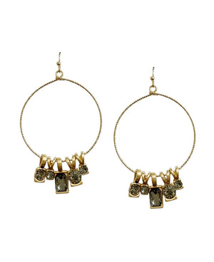 Mia Blue Topaz Charm Wire Circle Earrings