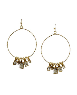 Mia Clear Multi Charm Wire Circle Earrings