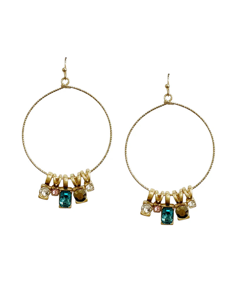 Mia Multi-Color Charm Wire Circle Earrings