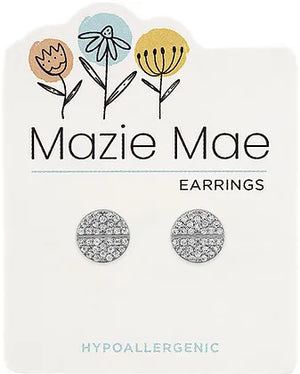 Split Pave Stud Silver Stud Mazie Mae Earrings