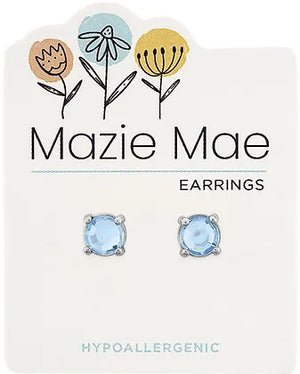 Light Sapphire Solitaire Stud Silver Stud Mazie Mae Earrings