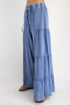 Faithfully Yours Washed Denim Mineral Washed Tiered Pants