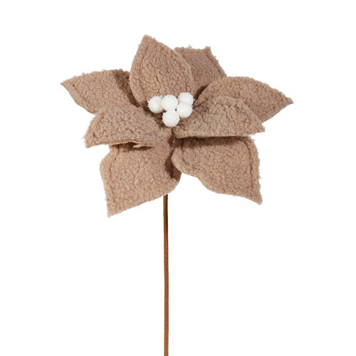 Light Brown Sherpa Poinsettia Stem