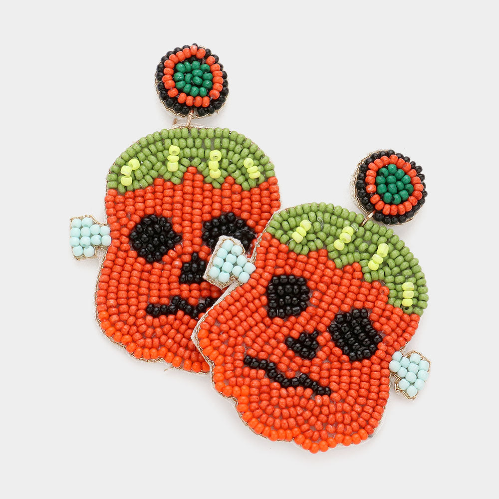 Frankenstein Pumpkin Dangle Earrings