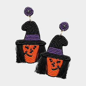 Witch Seed Bead Tassel Earrings