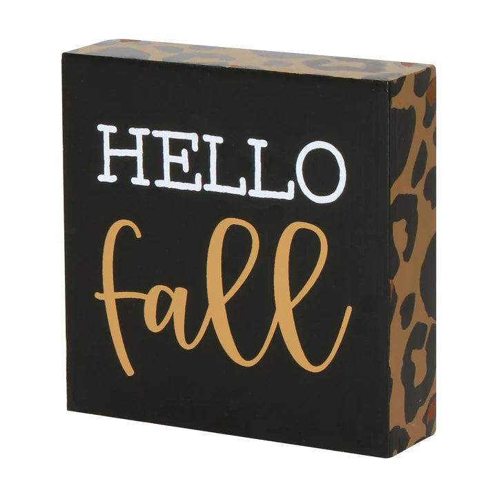 Hello Fall Cheetah Box Sign