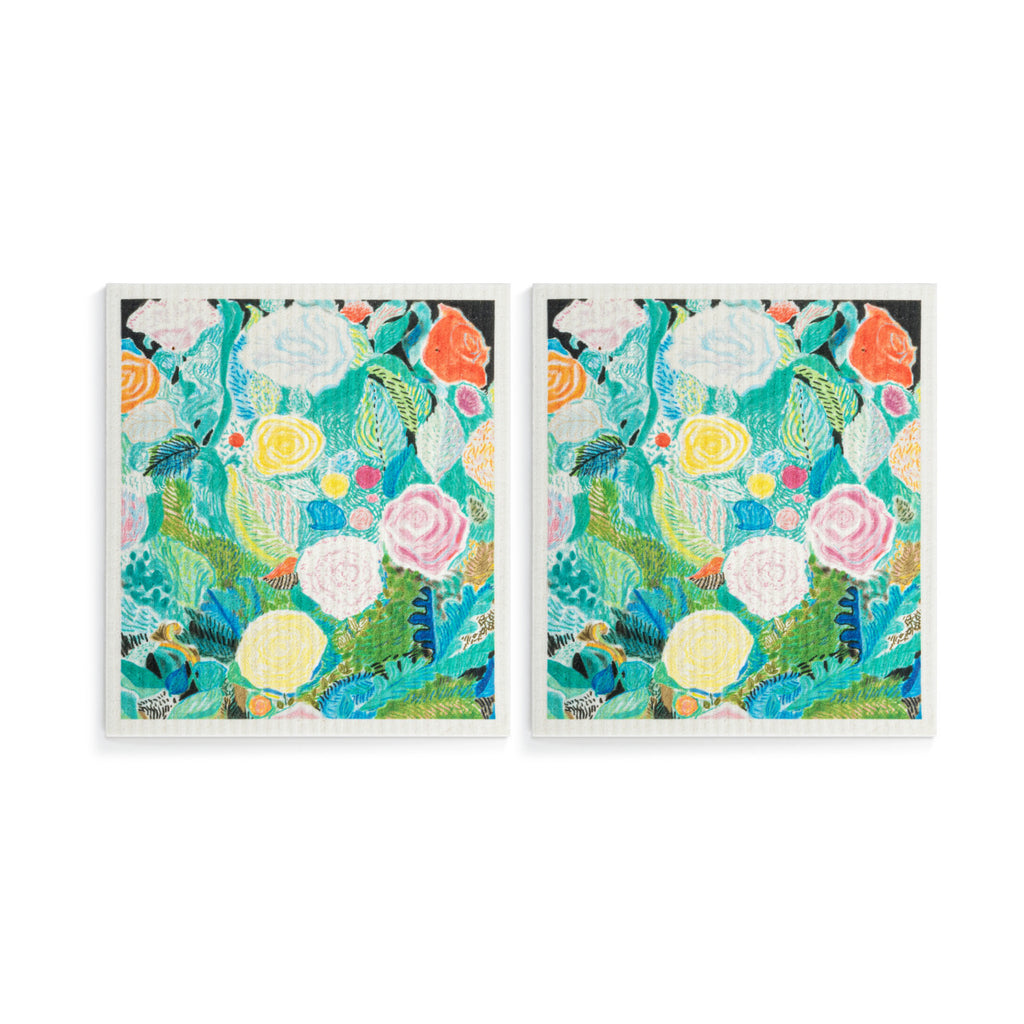 Floral Biodegradable Dish Cloth Set