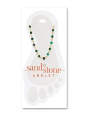 Gold Green Beeded Duo Strand Sand & Stone Anklet