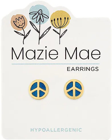 Peace Sign Gold Stud Mazie Mae Earrings