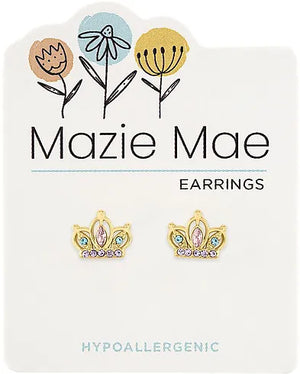 Crown Gold Stud Mazie Mae Earrings