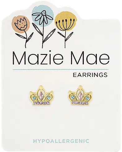 Crown Gold Stud Mazie Mae Earrings