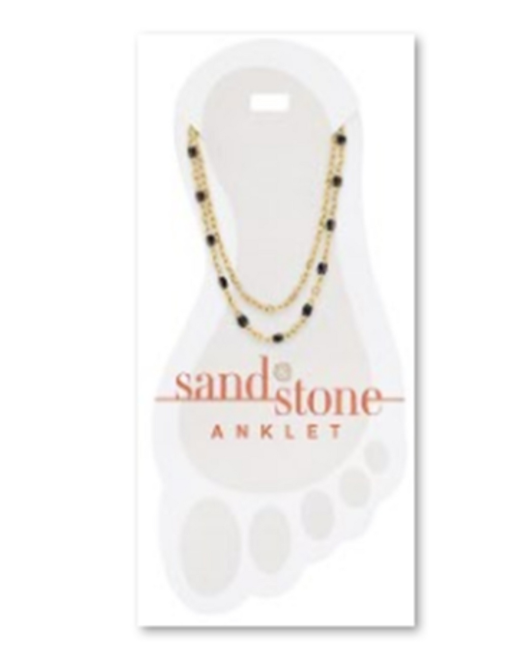 Gold Petite Black Beaded Duo Chain Sand & Stone Anklet