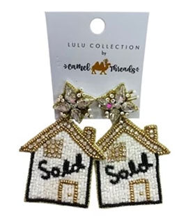 Sold Realtor Earrings with Gold Trim