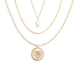 Grateful Heart Mother of Pearl Gold Necklace