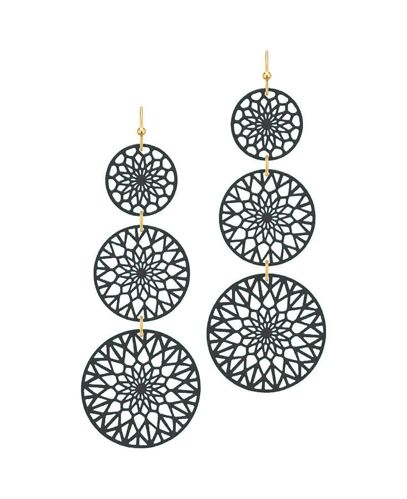 Aurora Black Metal Filigree Drop Earrings