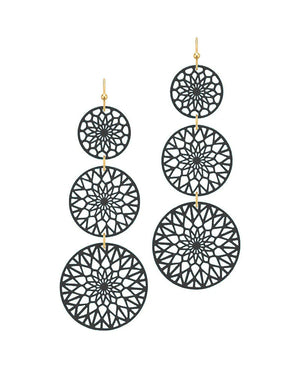Aurora Black Metal Filigree Drop Earrings
