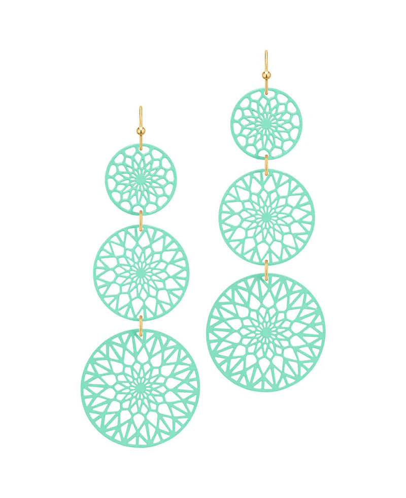 Aurora Mint Metal Filigree Drop Earrings