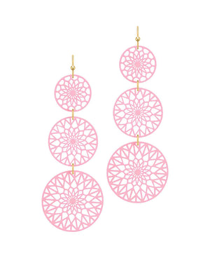 Aurora Pink Metal Filigree Drop Earrings