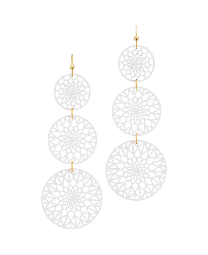 Aurora White Metal Filigree Drop Earrings