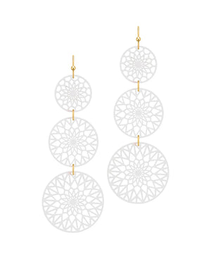 Aurora White Metal Filigree Drop Earrings