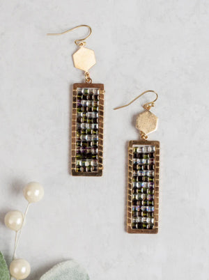 Layers of Sparkle Hematite Rectangle Earrings