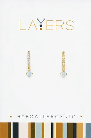 Petite Opal CZ Huggie Layers Earrings in Gold