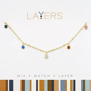 Multi-Color Disc Layers Necklace in Gold