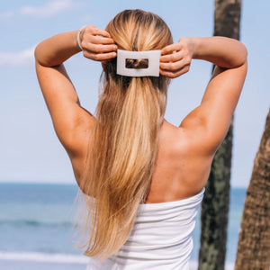 Teleties Coconut White Flat Rectangle Hair Clip
