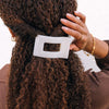 Teleties Coconut White Flat Rectangle Hair Clip