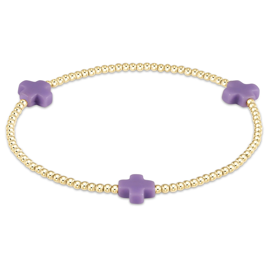 Egirl Enewton Purple Small Signature Cross Gold Pattern 2mm Bead Bracelet