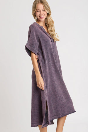 One Way Ticket Umgee Mineral Wash Cotton Gauze Midi Dress