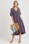 One Way Ticket Umgee Mineral Wash Cotton Gauze Midi Dress