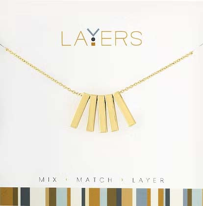 Five Bar Layers Necklace in Gold