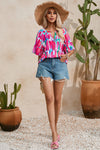 Rose Revival Abstract Brushwork Top