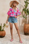 Rose Revival Abstract Brushwork Top