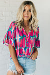 Rose Revival Abstract Brushwork Top