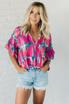 Rose Revival Abstract Brushwork Top