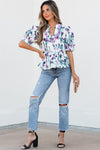 Botanic Beauty Floral Ricrac Trim Peplum Top