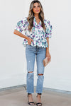 Botanic Beauty Floral Ricrac Trim Peplum Top