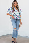 Botanic Beauty Floral Ricrac Trim Peplum Top