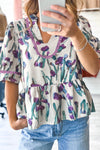 Botanic Beauty Floral Ricrac Trim Peplum Top