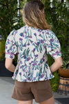 Botanic Beauty Floral Ricrac Trim Peplum Top