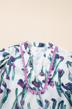 Botanic Beauty Floral Ricrac Trim Peplum Top
