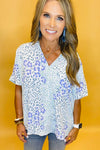 Always Fierce Mixed Leopard Print V-Neck Short Sleeve Blouse