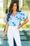 Blue Skies Bloom Floral Print Top