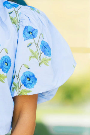 Blue Skies Bloom Floral Print Top