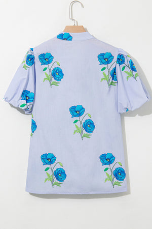 Blue Skies Bloom Floral Print Top